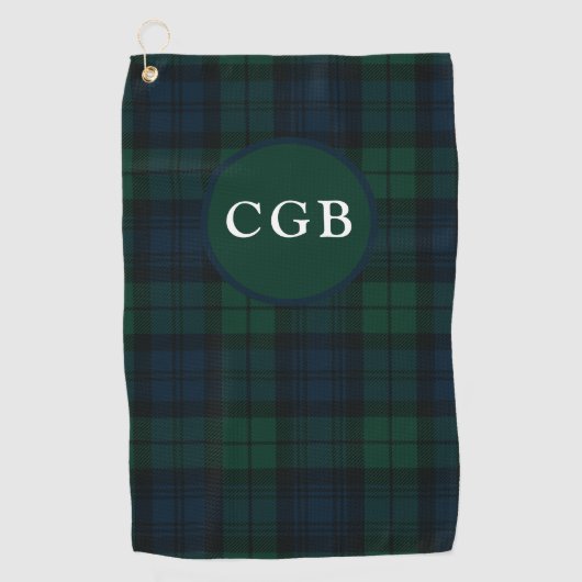 Dark Green Kariert Golf Towel Golfhandtuch (Vorderseite)