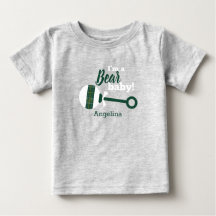 Dark Green Kariert Rattle Bear Baby T - Shirt