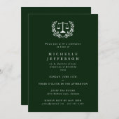 Dark Green Law Qualifications Laurel Wreath Einladung (Vorne/Hinten)
