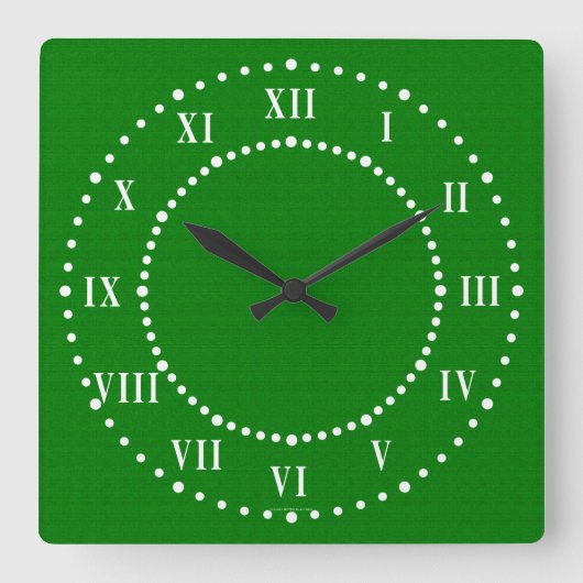 Dark Green Look Roman Numerals Wall Clock Quadratische Wanduhr (Vorderseite)