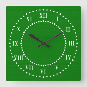 Dark Green Look Roman Numerals Wall Clock Quadratische Wanduhr