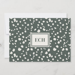 Dark Green Lunaria Monogram Flat Note Card Mitteilungskarte