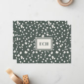 Dark Green Lunaria Monogram Flat Note Card Mitteilungskarte (Vorderseite/Rückseite Beispiel)