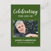 Dark Green Memorial Beerdigung Karte mit Foto (Vorderseite)