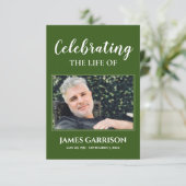 Dark Green Memorial Beerdigung Karte mit Foto (Stehend Vorderseite)
