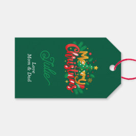 Dark Green Merry Christmas Gift Tags Geschenkanhänger