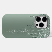 Dark Green Metal Glitzer Look Case-Mate iPhone Hülle (Rückseite (Horizontal))