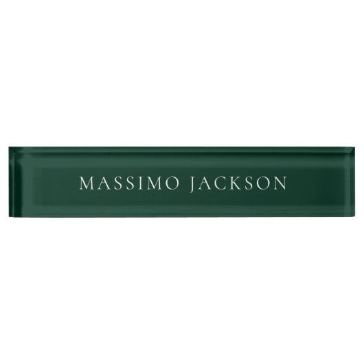 Dark Green Minimalist Plain Modern Aesthetic Look Namensplakette (Vorderseite)