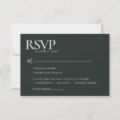 Dark Green Minimalistisch Wedding Foto RSVP Karte (Rückseite)