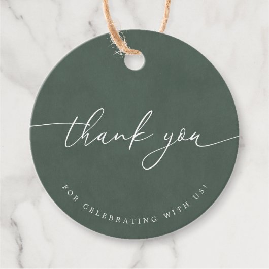 Dark Green Modern Calligraphy Wedding Vielen Dank Geschenkanhänger (Vorderseite)