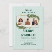 Dark Green Modern Family Photo Christmas Einladung (Vorderseite)