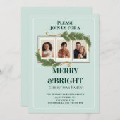 Dark Green Modern Family Photo Christmas Einladung (Vorne/Hinten)