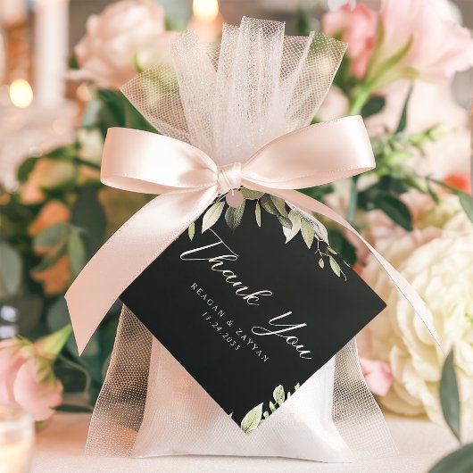 Dark Green Modern Greenery Leaf Wedding Vielen Dan Geschenkanhänger