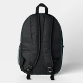 Dark Green Modern Script Monogram Name Bedruckter Rucksack (Rückseite)