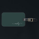 Dark Green Modern Script Monogram Name Gepäckanhänger<br><div class="desc">Dark Green Simple Script Monogram Name. Das macht den perfekten 16 Geburtstag,  Hochzeit,  Brautparty,  Jubiläum,  Babydusche oder Junggeselinnen-Abschied Geschenk für jemanden,  der Lieben glamourösen Luxus und schicke Stile.</div>