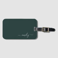 Dark Green Modern Script Monogram Name