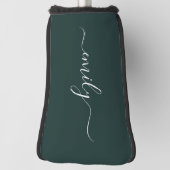 Dark Green Modern Script Monogram Name Golf Headcover (Rotieren 90)