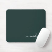 Dark Green Modern Script Monogram Name Mousepad (Mit Mouse)