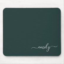 Dark Green Modern Script Monogram Name