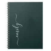 Dark Green Modern Script Monogram Name Notizblock (Vorderseite)