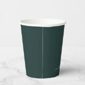 Dark Green Modern Script Monogram Name Pappbecher (Rechts)