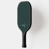 Dark Green Modern Script Monogram Name Pickleball Schläger (Links)
