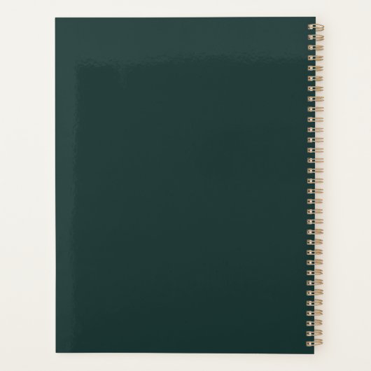 Dark Green Modern Script Monogram Name Planer (Rückseite)