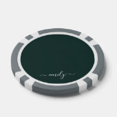 Dark Green Modern Script Monogram Name Pokerchips (Einzeln)