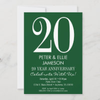 Dark Green Modern Simple Anniversary Einladungen
