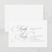 Dark Green Monogram Wedding RSVP Card Karte (Vorne/Hinten)