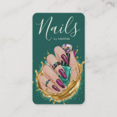 Dark Green Nail Art Studio Manicurist Artist Chic Visitenkarte (Vorderseite)