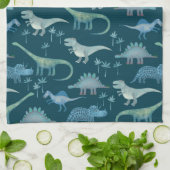 Dark Green Niedlich Dinosaur-Muster Geschirrtuch (Gefaltet)