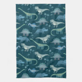 Dark Green Niedlich Dinosaur-Muster Geschirrtuch (Vertikal)