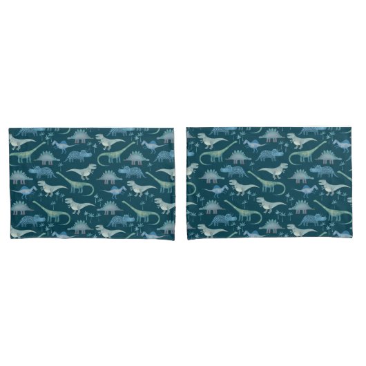 Dark Green Niedlich Dinosaur-Muster Kissenbezug (Vorderseite-Set)