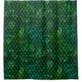Dark Green Ombre & Glitzern Dragon Scales Duschvorhang (Vorderseite)