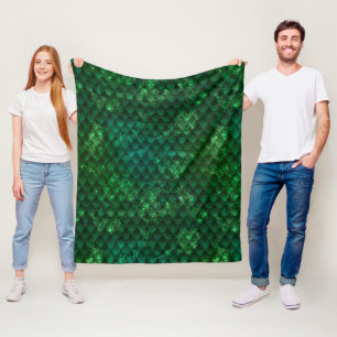Dark Green Ombre & Glitzern Dragon Scales Fleecedecke