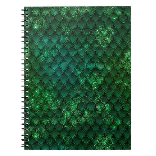 Dark Green Ombre & Glitzern Dragon Scales Notizblock (Vorderseite)