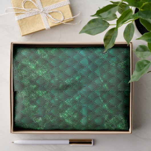 Dark Green Ombre & Glitzern Dragon Scales Seidenpapier (Geschenk)