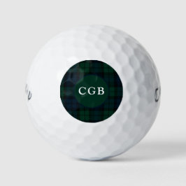 Dark Green Plaid Golf Towel Golfball