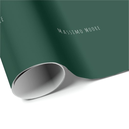Dark Green Plain Elegant Casual Own Name Geschenkpapier (Rolleneckpunkt)
