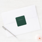 Dark Green Plain Elegant Casual Own Name Quadratischer Aufkleber (Umschlag)
