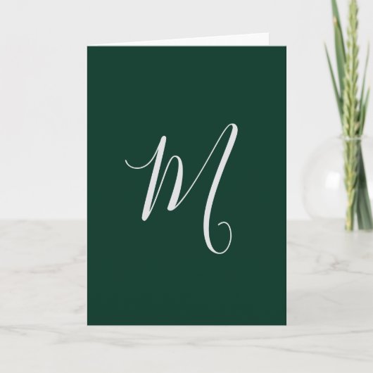 Dark Green Plain Elegant Modern Own Name Monogram Karte (Vorderseite)
