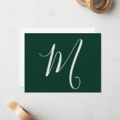 Dark Green Plain Elegant Modern Own Name Monogram Mitteilungskarte (Vorderseite/Rückseite Beispiel)