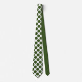 Dark Green Polka Dots on White Custom Necktie Krawatte (Vorderseite)