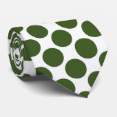 Dark Green Polka Dots on White Custom Necktie Krawatte (Gerollt)
