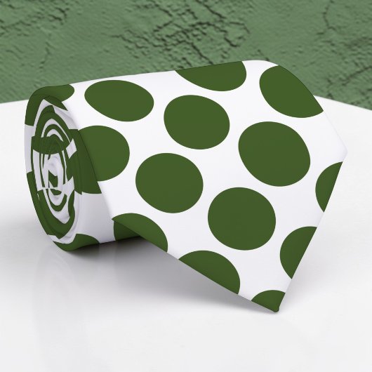 Dark Green Polka Dots on White Custom Necktie Krawatte