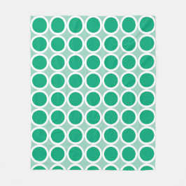 Dark Green Polka Dots with White Borders on Teal Fleecedecke