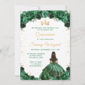 Dark Green Princess Floral Quinceañera Einladung (Vorderseite)
