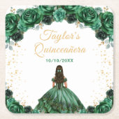 Dark Green Princess Floral Quinceañera Rechteckiger Pappuntersetzer (Vorderseite)