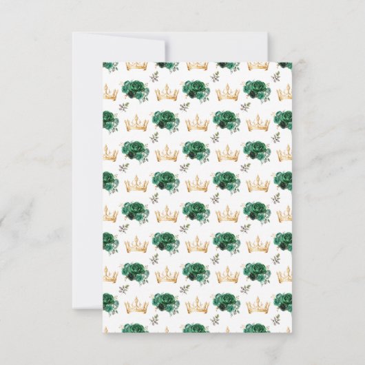 Dark Green Princess Floral Quinceañera RSVP Karte (Rückseite)